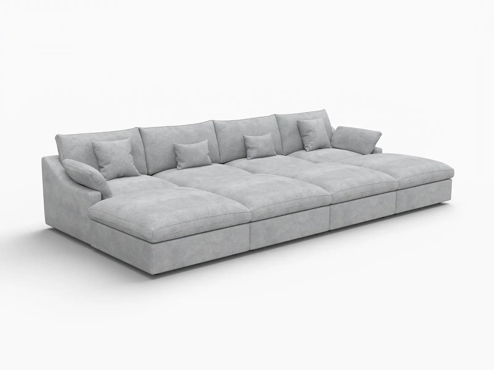 WJS Home 8 Piece Linen Light Grey Pit Sectionals 160 Adjustable Backrest Pillows 4 Seater_5