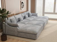 WJS Home 8 Piece Linen Light Grey Pit Sectionals 160 Adjustable Backrest Pillows 4 Seater_7