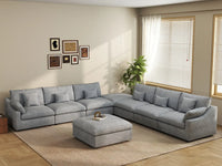 WJS Home 8 Piece Linen Light Grey Sofa Sets 160 Adjustable Backrest Pillows 6 Seater_1