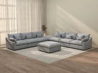 WJS Home 8 Piece Linen Light Grey Sofa Sets 160 Adjustable Backrest Pillows 6 Seater_3