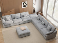 WJS Home 8 Piece Linen Light Grey Sofa Sets 160 Adjustable Backrest Pillows 6 Seater_8