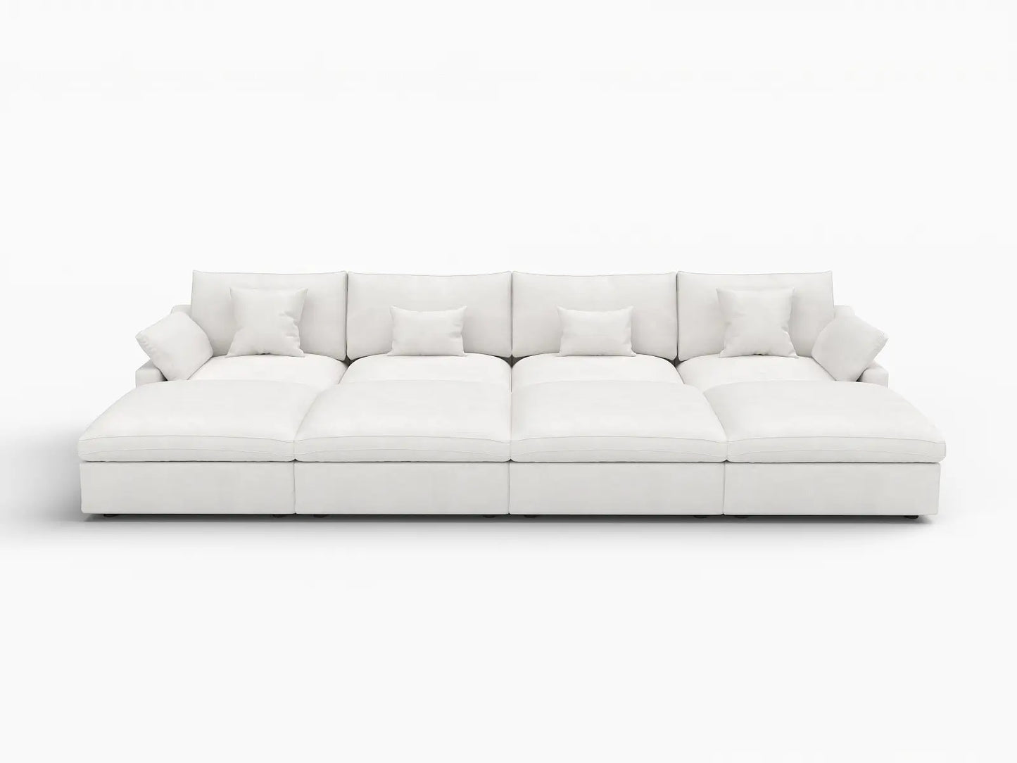 WJS Home 8 Piece Linen White Pit Sectionals 160 Adjustable Backrest Pillows 4 Seater_4