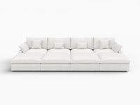 WJS Home 8 Piece Linen White Pit Sectionals 160 Adjustable Backrest Pillows 4 Seater_4