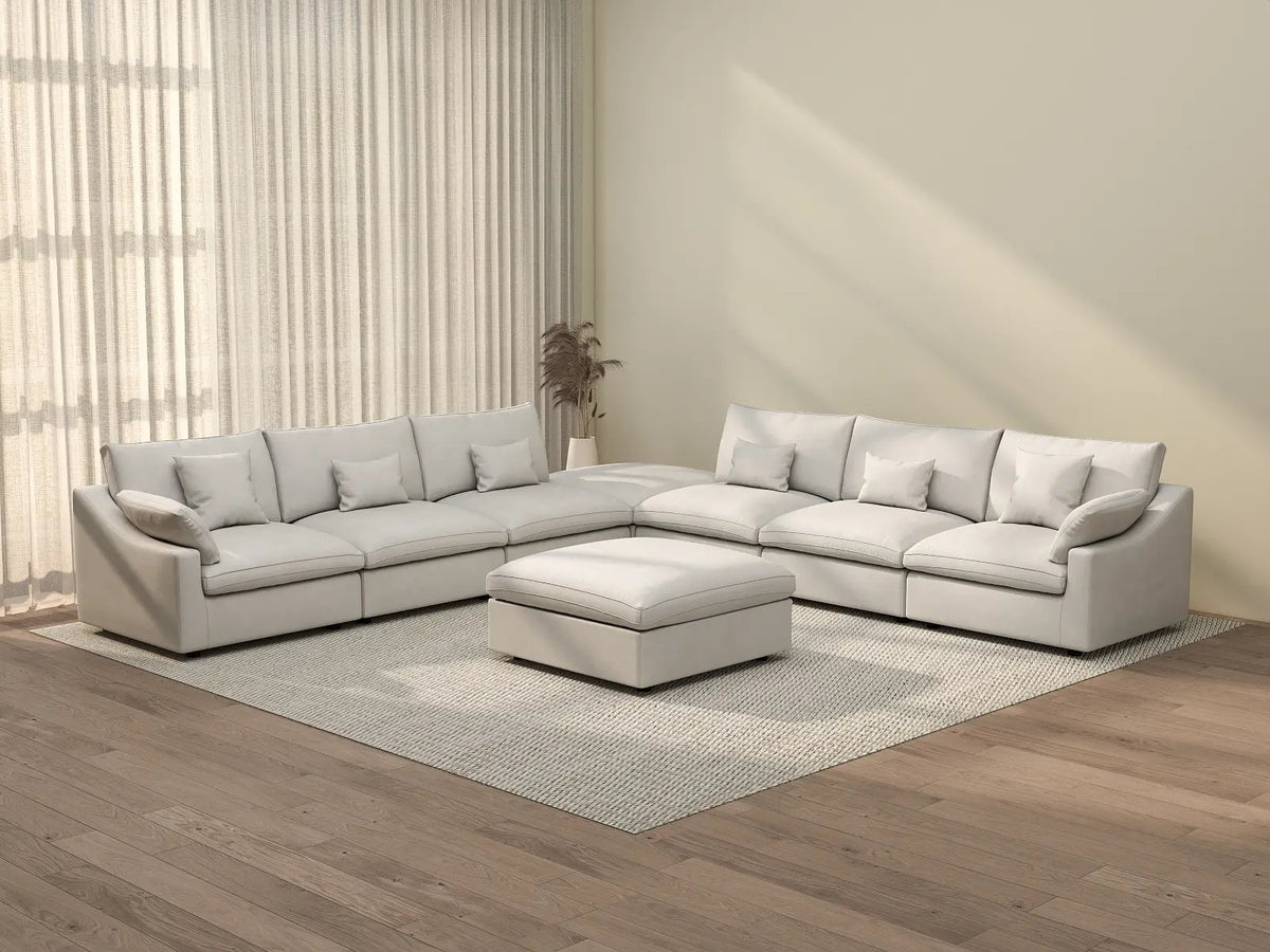 WJS Home 8 PieceLinenWhiteSofaSets160AdjustableBackrestPillows6 Seater_3