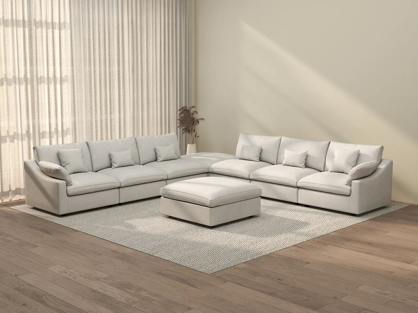 WJS Home 8 PieceLinenWhiteSofaSets160AdjustableBackrestPillows6 Seater_3