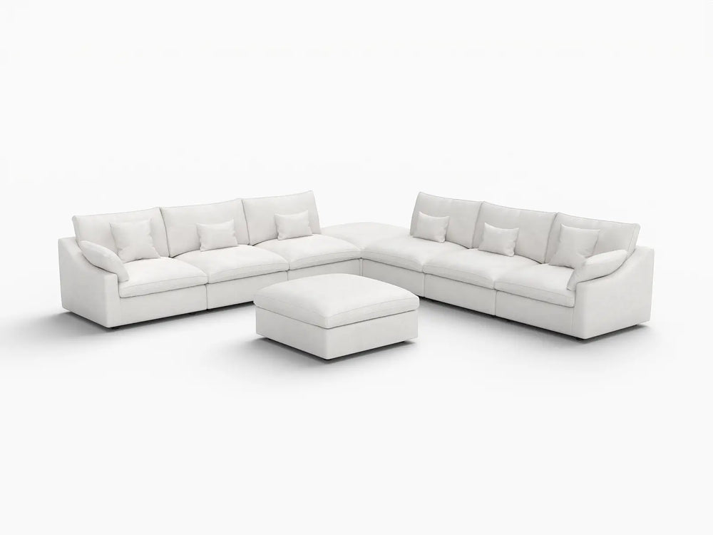 WJS Home 8 PieceLinenWhiteSofaSets160AdjustableBackrestPillows6 Seater_5