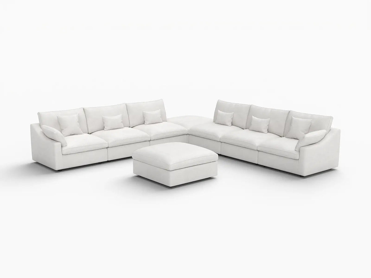 WJS Home 8 PieceLinenWhiteSofaSets160AdjustableBackrestPillows6 Seater_5