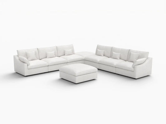 WJS Home 8 PieceLinenWhiteSofaSets160AdjustableBackrestPillows6 Seater_5