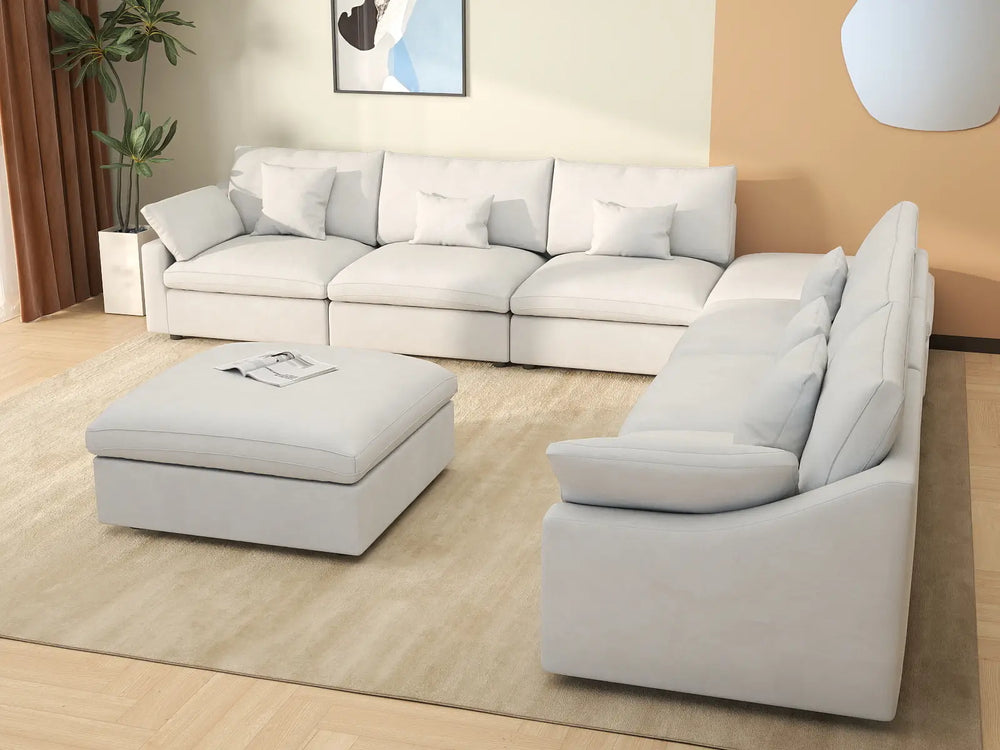 WJS Home 8 PieceLinenWhiteSofaSets160AdjustableBackrestPillows6 Seater_7