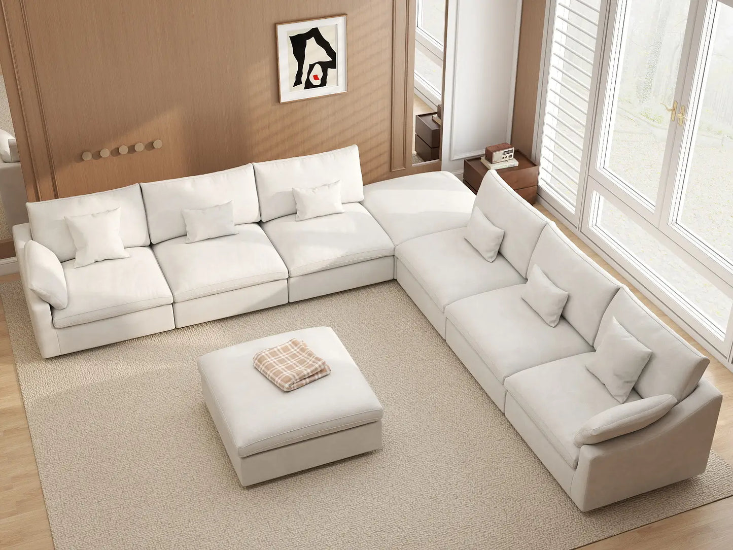 WJS Home 8 PieceLinenWhiteSofaSets160AdjustableBackrestPillows6 Seater_8