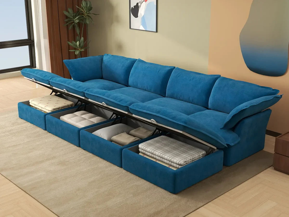 WJS Home Blue Velvet Pit Sectional