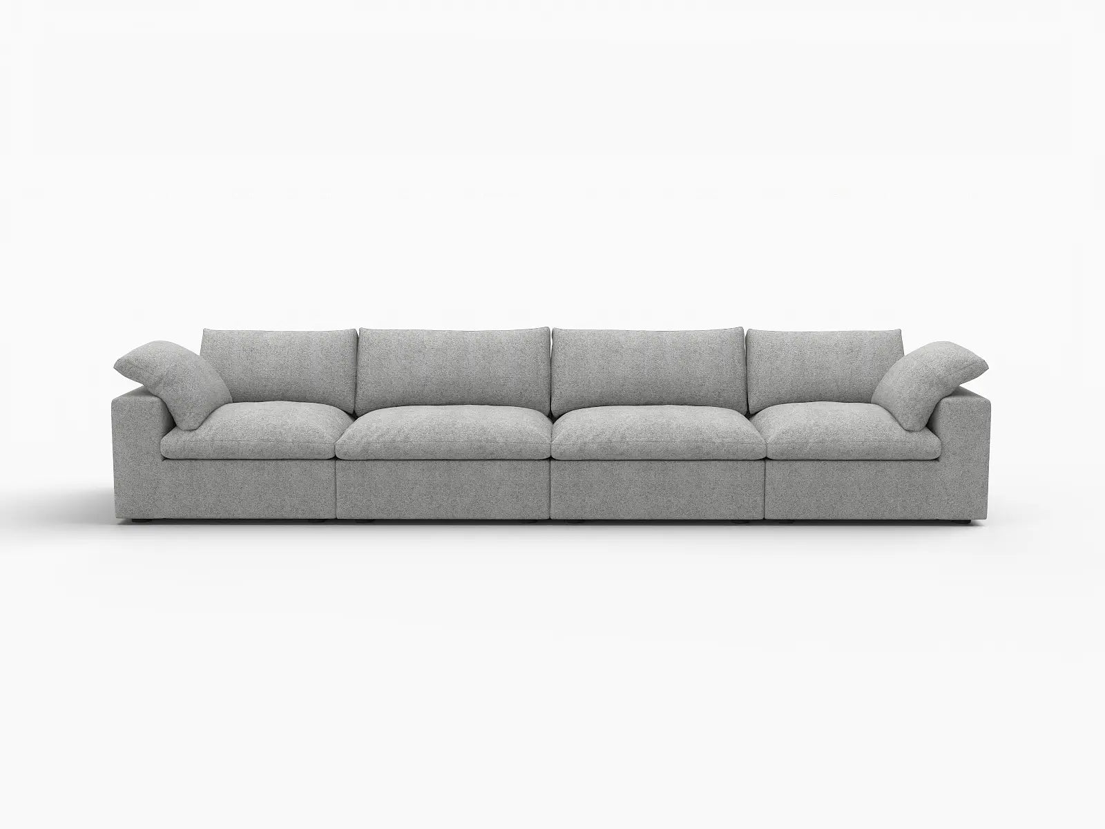 Deluxe Premium Cloud Sectional Sofas Covers | Light Grey Cotton and Linen Sofa Cover for 4-Seater