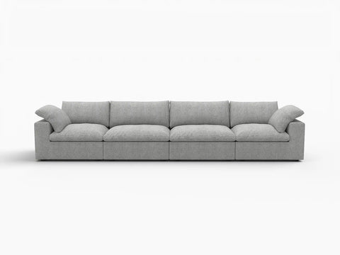 Deluxe Premium Cloud Sectional Sofas Covers | Light Grey Cotton and Linen Sofa Cover for 4-Seater