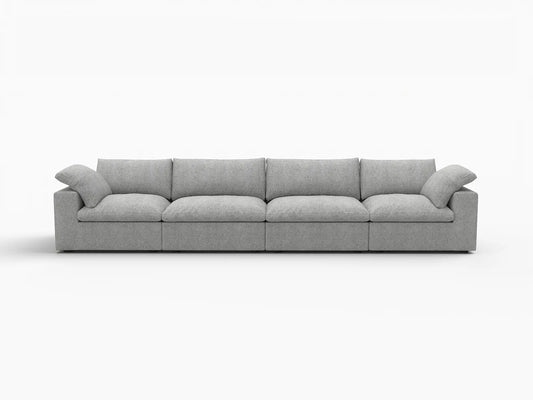 Deluxe Premium Cloud Sectional Sofas Covers | Light Grey Cotton and Linen Sofa Cover for 4-Seater
