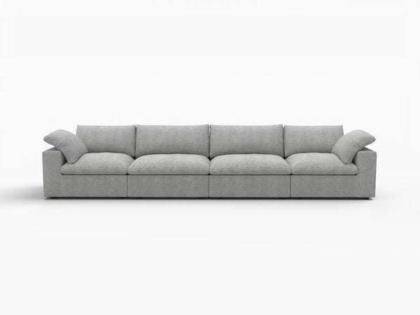 Deluxe Premium Cloud Sectional Sofas Covers | Light Grey Cotton and Linen Sofa Cover for 4-Seater