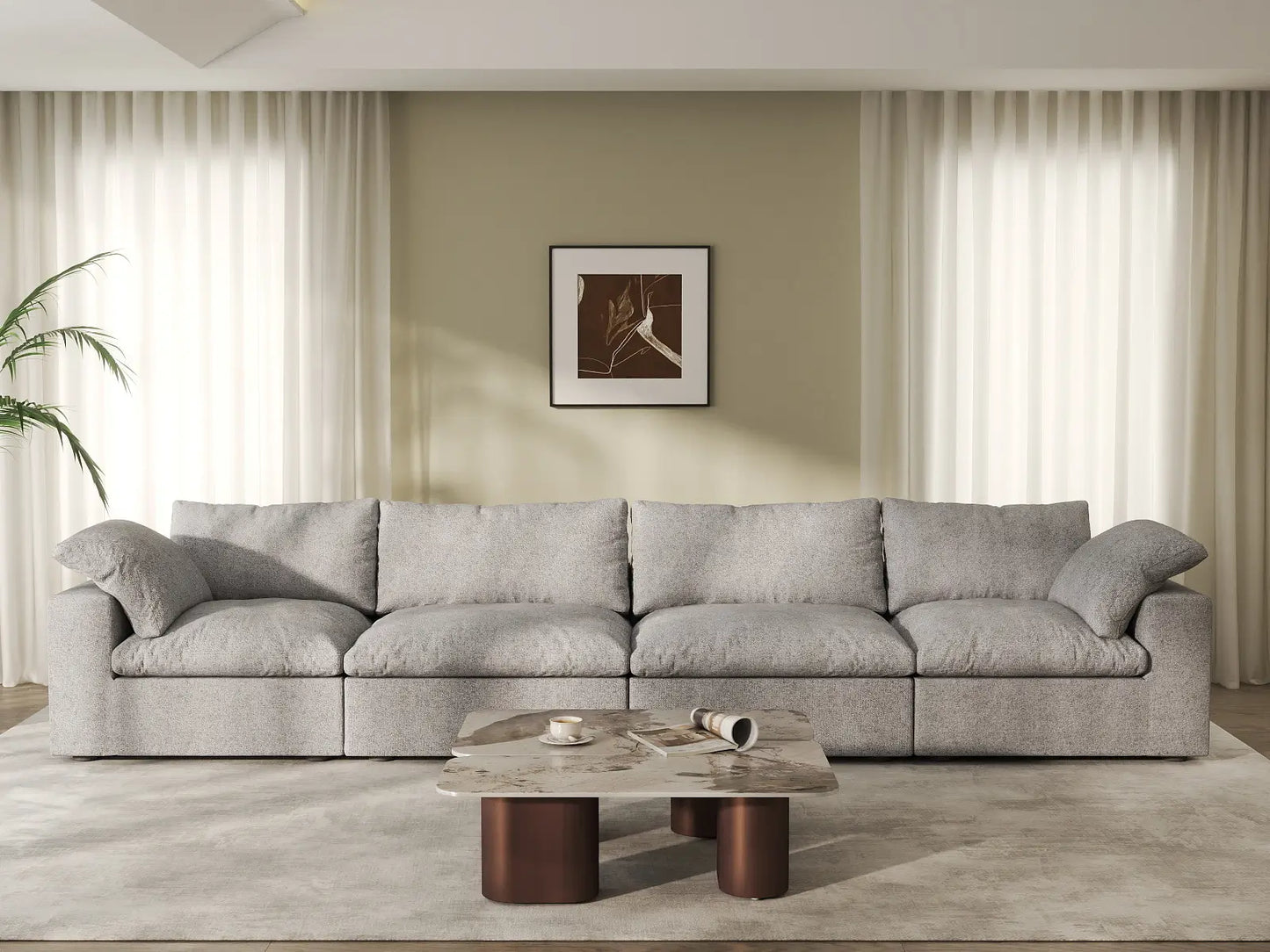 WJS Home Light Grey Cotton and Linen Sofa Cover for 4 Seater_7