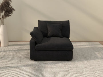 Deluxe Cloud 1-Seater Black Washable Single Sofa | 1-Piece, Chenille and Linen Fabric, Modular Design