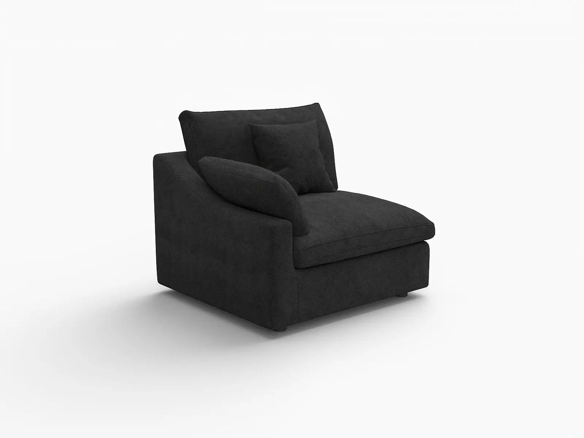 Deluxe Slope Cloud Sectional Sofa Covers | Black Chenille and Linen Sofa Cover for 1-Seater