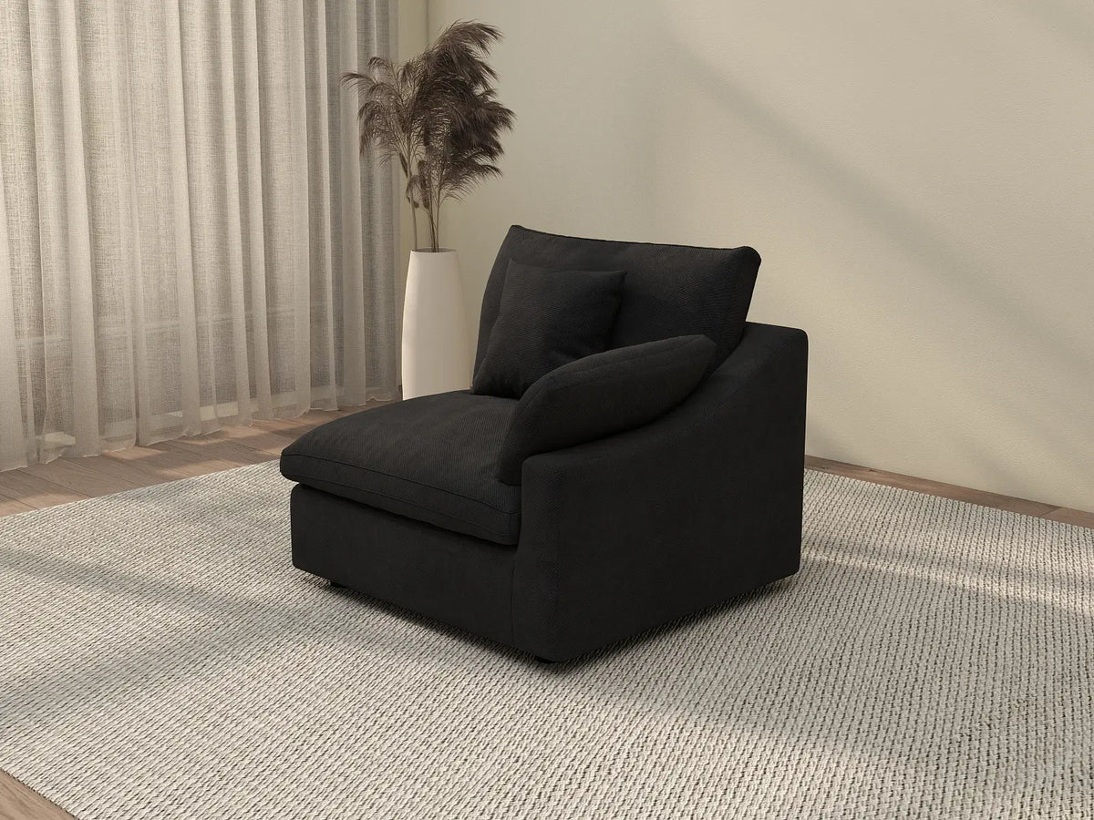 Deluxe Cloud 1-Seater Black Washable Single Sofa | 1-Piece, Chenille and Linen Fabric, Modular Design