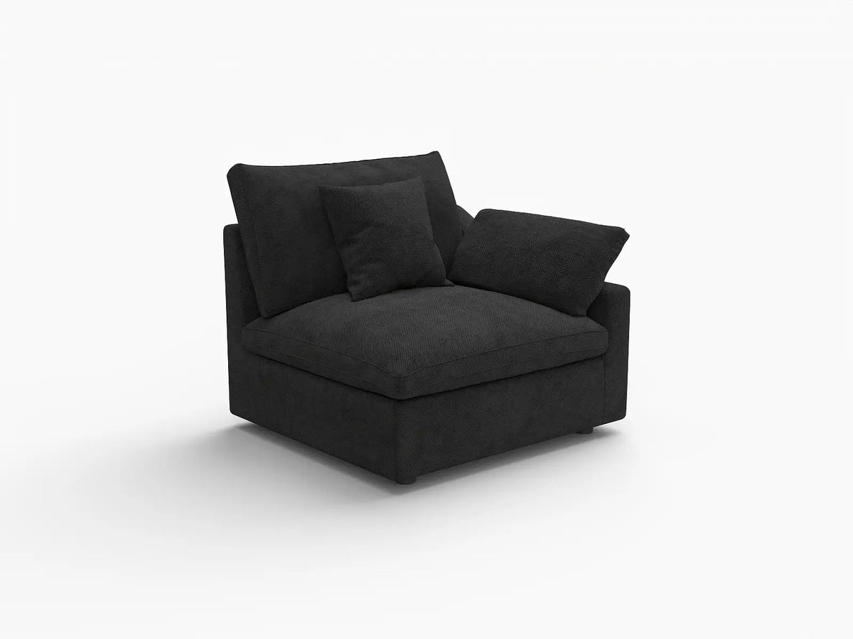 Deluxe Slope Cloud Sectional Sofa Covers | Black Chenille and Linen Sofa Cover for 1-Seater