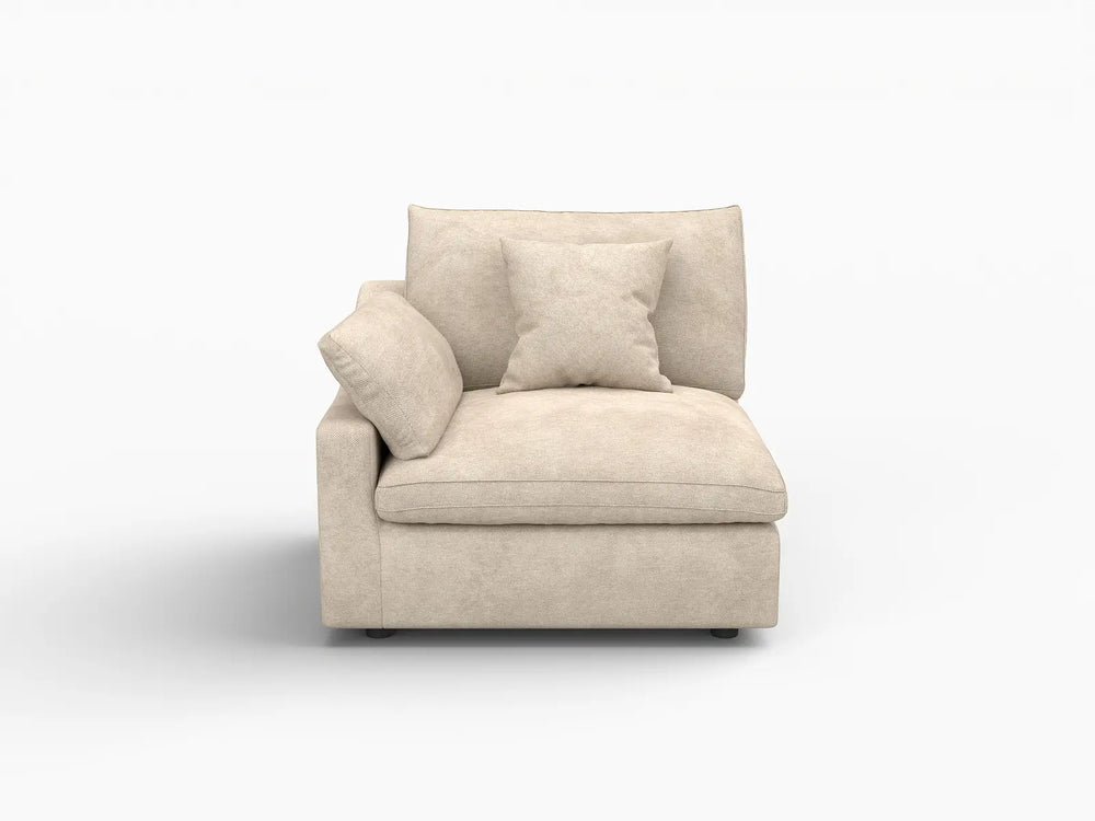 Sofás seccionales Deluxe Slope Cloud | Sofá individual de lino color caqui de una plaza