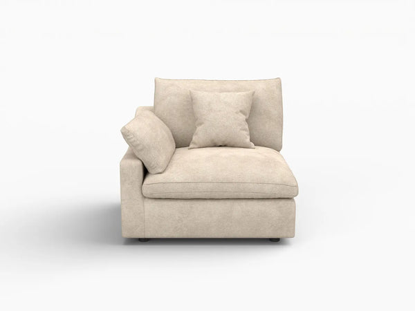 Deluxe Slope Cloud Sectional Sofa Covers | Khaki Chenille and Linen Sofa Cover for 1-Seater