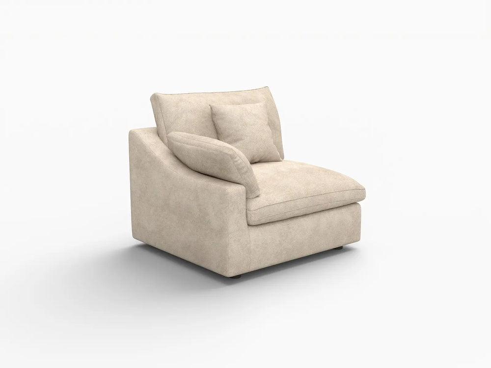 Sofás seccionales Deluxe Slope Cloud | Sofá individual de lino color caqui de una plaza