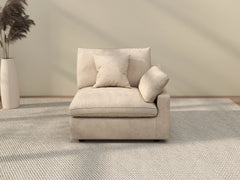 Sofás seccionales Deluxe Slope Cloud | Sofá individual de lino color caqui de una plaza