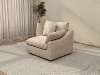 Sofás seccionales Deluxe Slope Cloud | Sofá individual de lino color caqui de una plaza