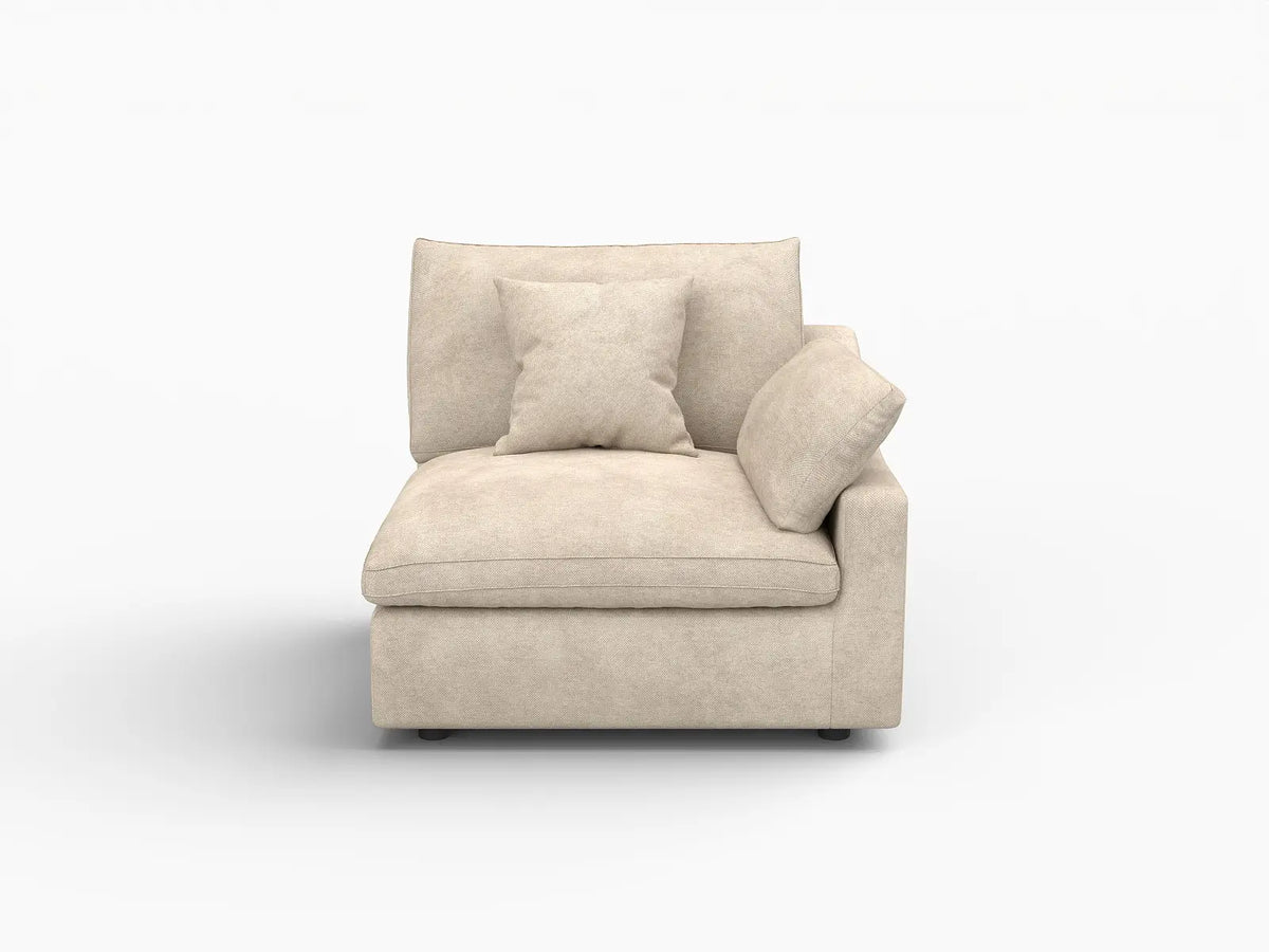 Deluxe Slope Cloud Sectional Sofa Covers | Khaki Chenille and Linen Sofa Cover for 1-Seater