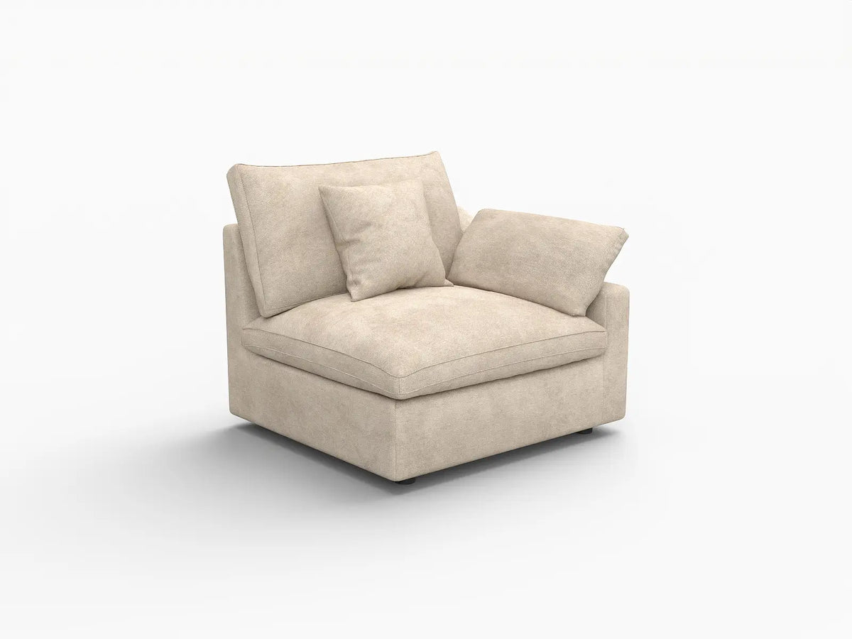 Deluxe Slope Cloud Sectional Sofa Covers | Khaki Chenille and Linen Sofa Cover for 1-Seater