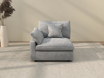 Deluxe Cloud 1-Seater Light-Grey Washable Single Sofa | 1-Piece, Chenille and Linen Fabric, Modular Design
