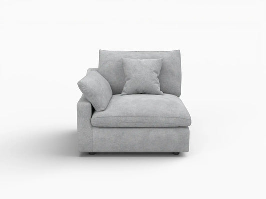 Deluxe Slope Cloud Sectional Sofa Covers | Light Grey Chenille and Linen Sofa Cover for 1-Seater