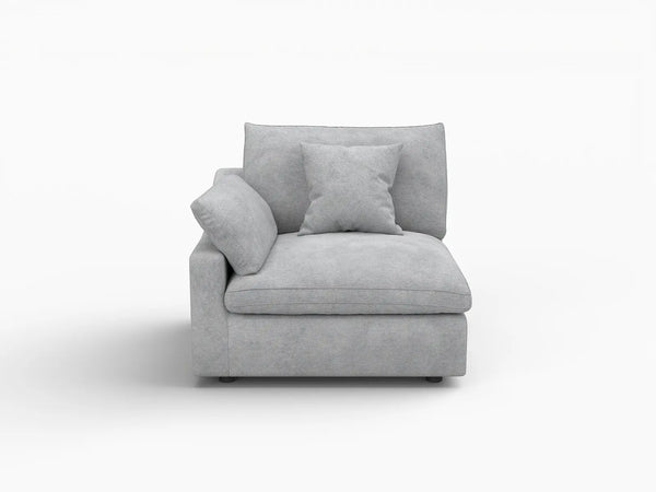 Deluxe Slope Cloud Sectional Sofa Covers | Light Grey Chenille and Linen Sofa Cover for 1-Seater