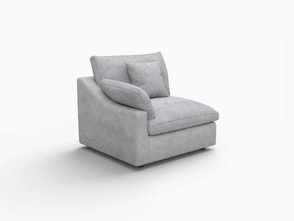 Sofás seccionales Deluxe Slope Cloud | Sofá individual de lino color caqui de una plaza