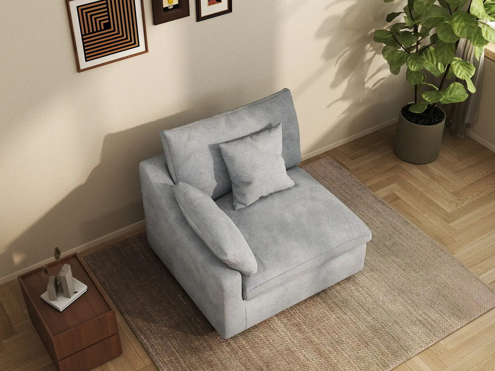 Sofás seccionales Deluxe Slope Cloud | Sofá individual de lino color caqui de una plaza