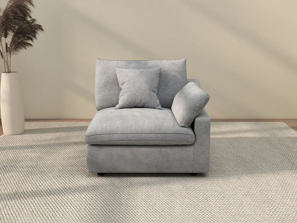 Sofás seccionales Deluxe Slope Cloud | Sofá individual de lino color caqui de una plaza