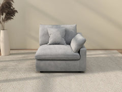 Sofás seccionales Deluxe Slope Cloud | Sofá individual de lino color caqui de una plaza