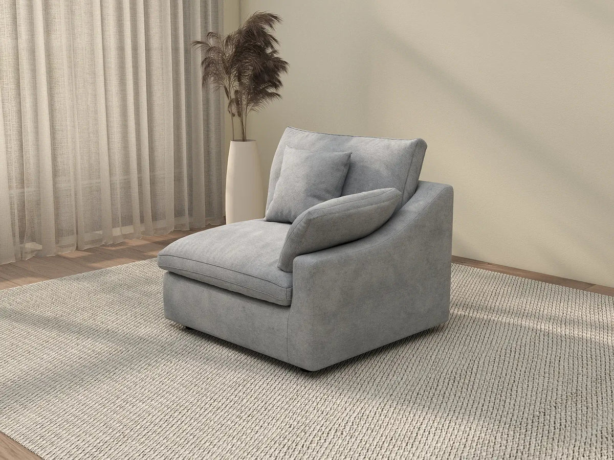 Deluxe Cloud 1-Seater Light-Grey Washable Single Sofa | 1-Piece, Chenille and Linen Fabric, Modular Design