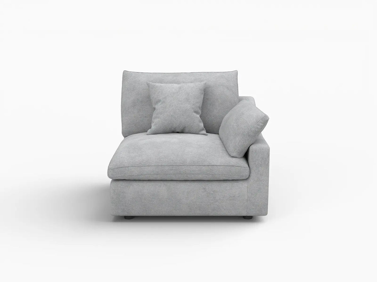 Deluxe Slope Cloud Sectional Sofa Covers | Light Grey Chenille and Linen Sofa Cover for 1-Seater