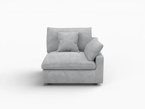 Deluxe Slope Cloud Sectional Sofa Covers | Light Grey Chenille and Linen Sofa Cover for 1-Seater