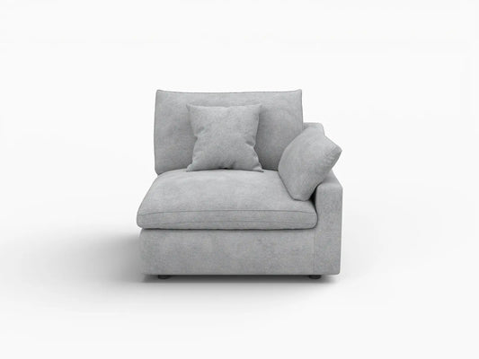 Deluxe Slope Cloud Sectional Sofa Covers | Light Grey Chenille and Linen Sofa Cover for 1-Seater
