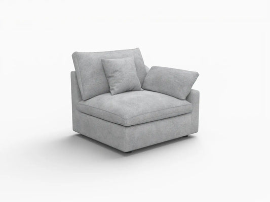 Deluxe Slope Cloud Sectional Sofa Covers | Light Grey Chenille and Linen Sofa Cover for 1-Seater
