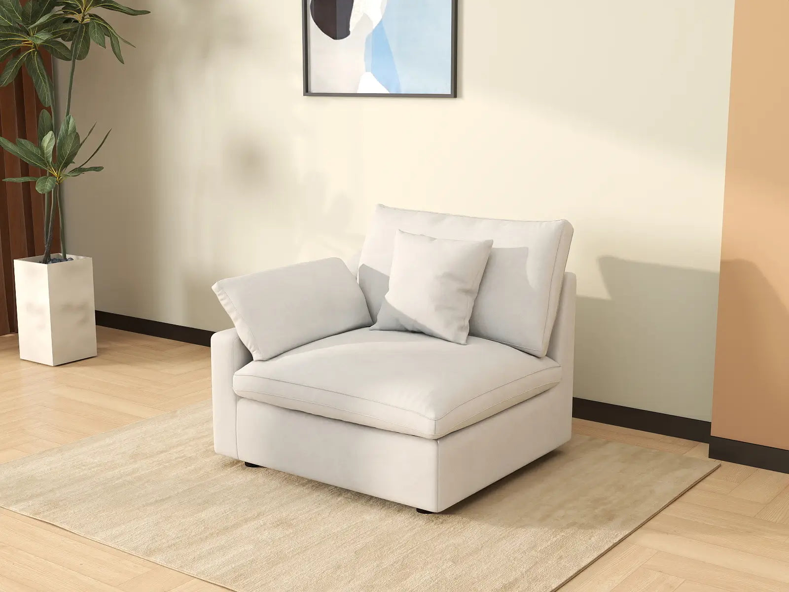 Fundas para Sofá Seccional Slope Cloud de Lujo | Funda de Sofá de Chenilla Blanca y Lino para 1 Plaza
