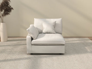 Deluxe Cloud 1-Seater White Washable Single Sofa | 1-Piece, Chenille and Linen Fabric, Modular Design