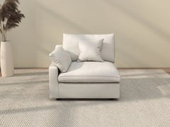 Sofás seccionales Deluxe Slope Cloud | Sofá individual de lino color caqui de una plaza