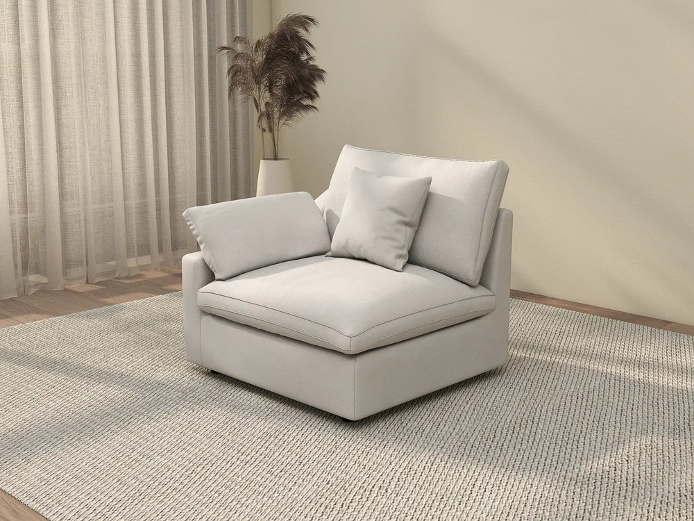 Sofás seccionales Deluxe Slope Cloud | Sofá individual de lino color caqui de una plaza