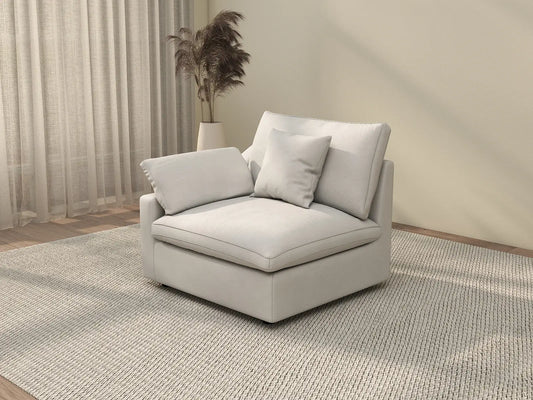 Sofás seccionales Deluxe Slope Cloud | Sofá individual de lino color caqui de una plaza