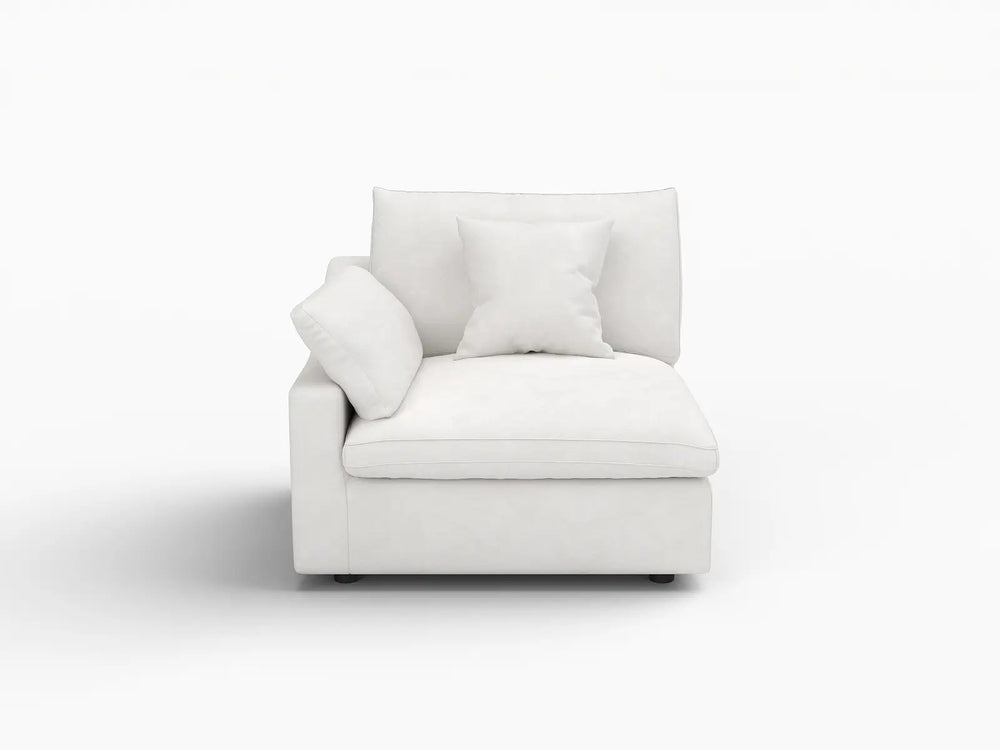 Sofás seccionales Deluxe Slope Cloud | Sofá individual de lino color caqui de una plaza