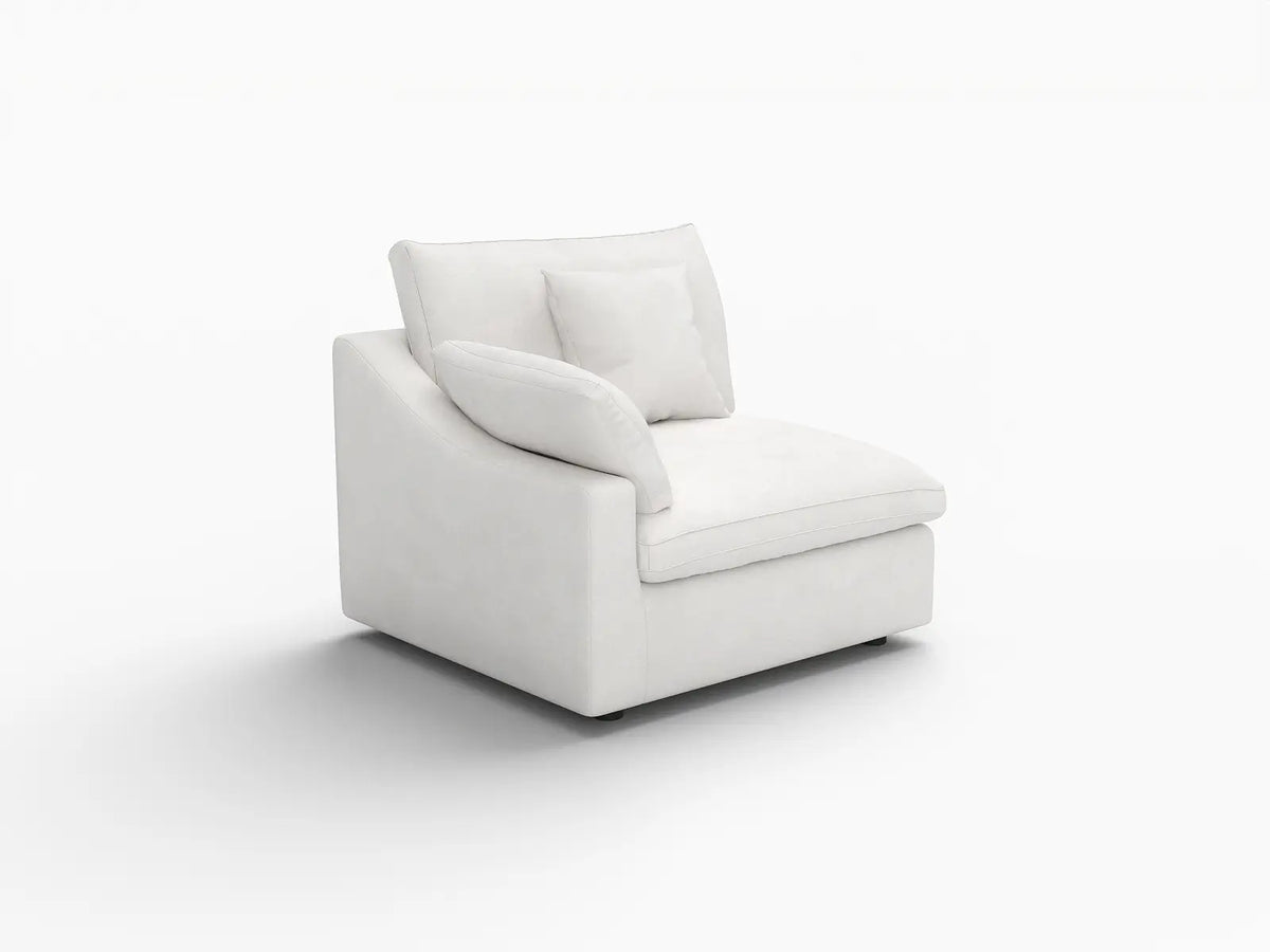 Deluxe Slope Cloud Sectional Sofa Covers | White Chenille and Linen Sofa Cover for 1-Seater